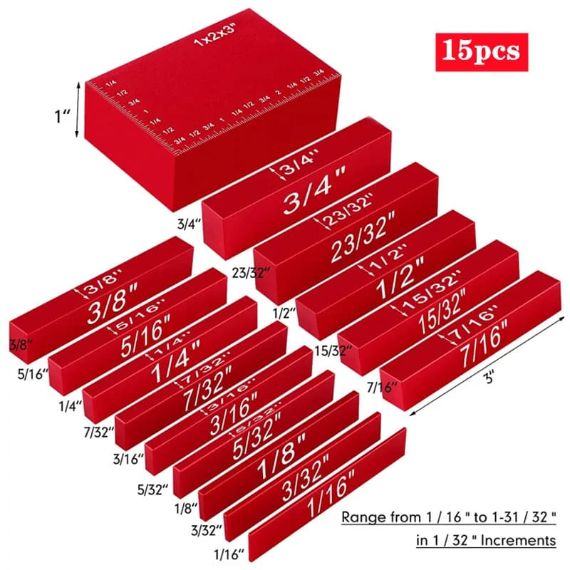 15-delars precisionsinställningsblock av aluminium med höjdskalstock
