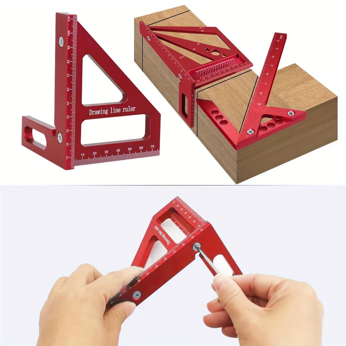 2-dels kit med aluminumpassare och snickarkvadrat