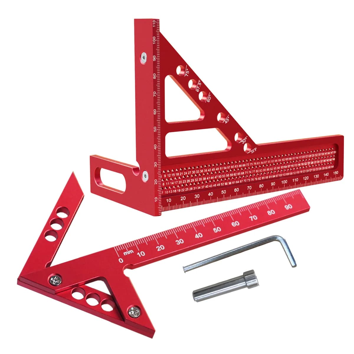 2-pack metriska triangellinjal och spetsmärkare för träbearbetning