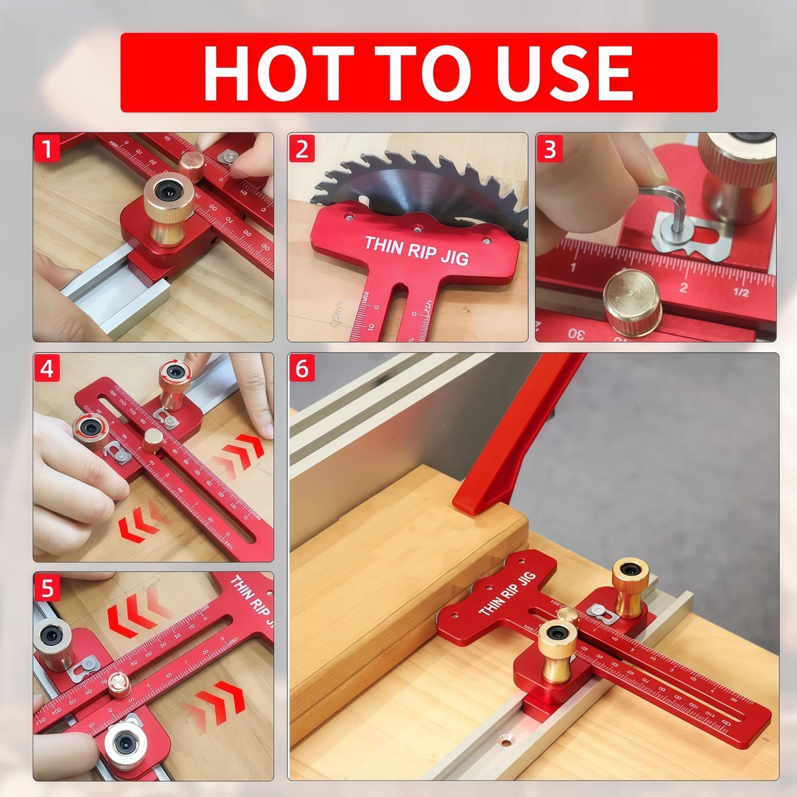 Tunnkapningsanslag för bordssåg med knuffstick-kit
