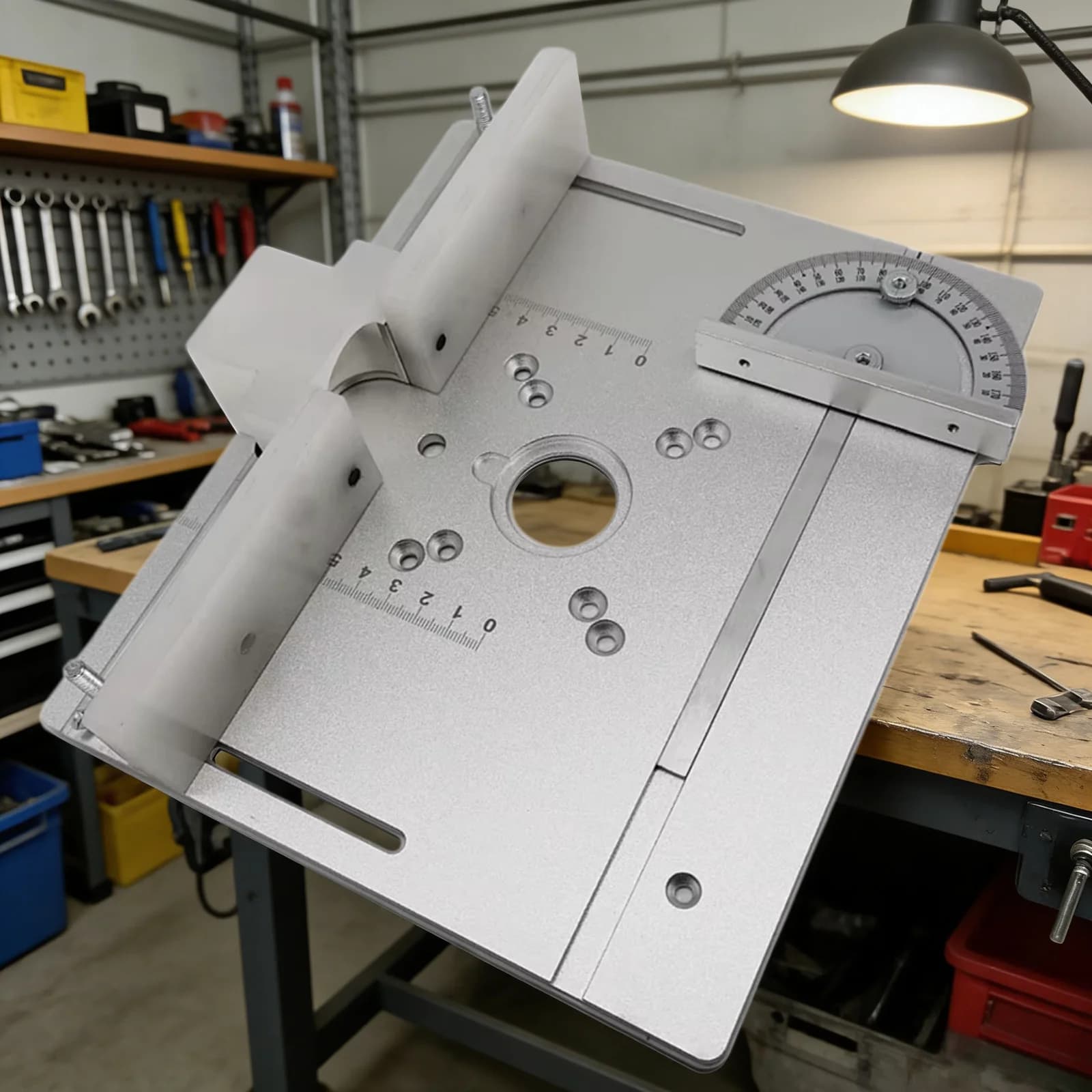 Universell aluminiumfräsbordsinsats med vinkelmått