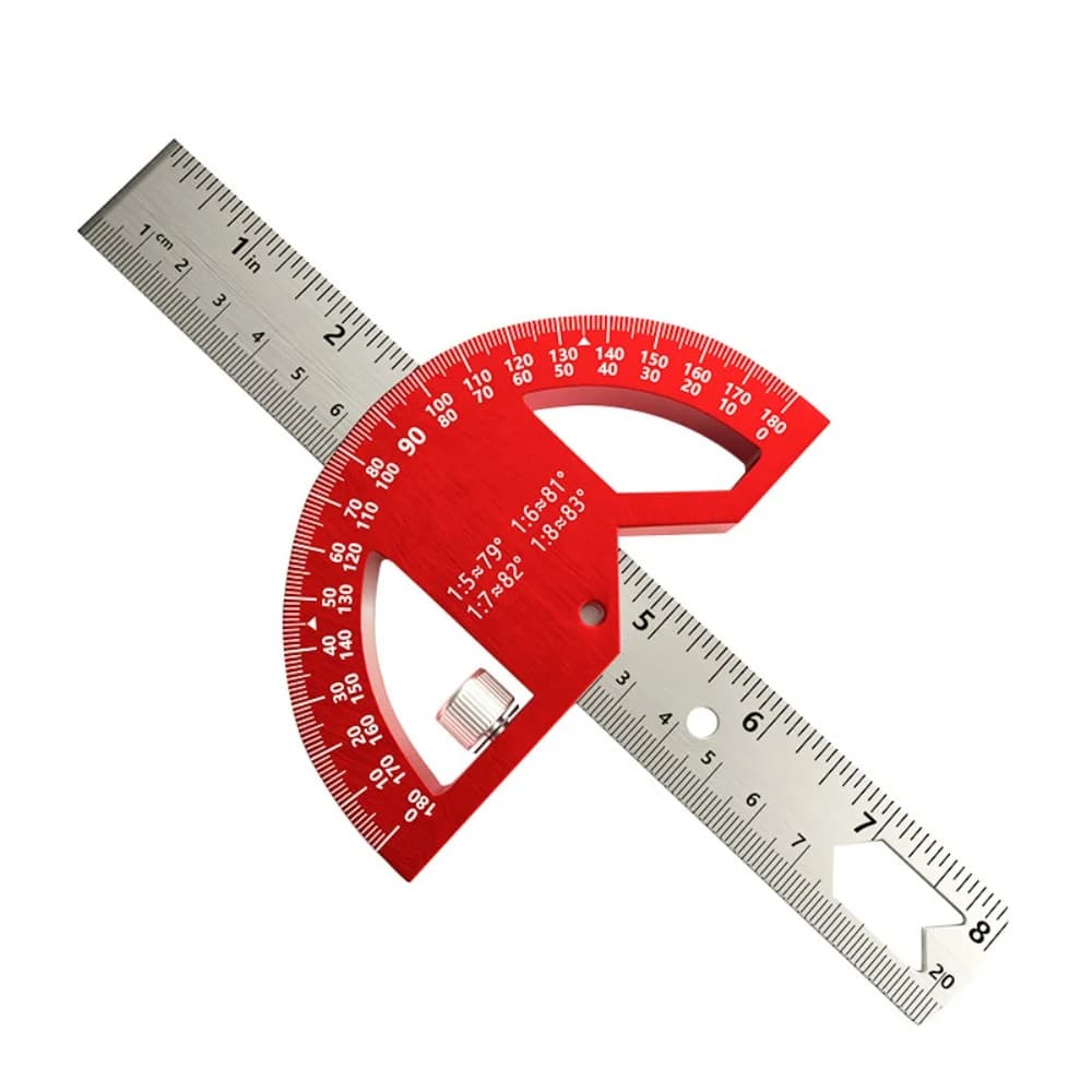 Justerbart byggnadsprotracter 0–180 grader