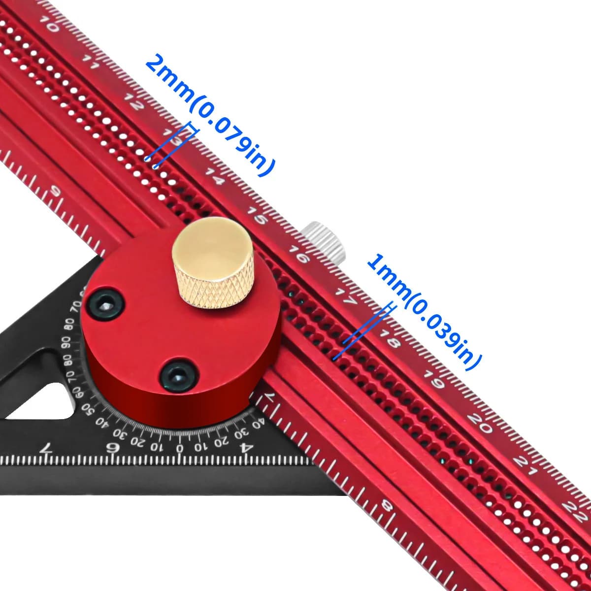 Precisionsruler i aluminium, T-formad med mätmarkering